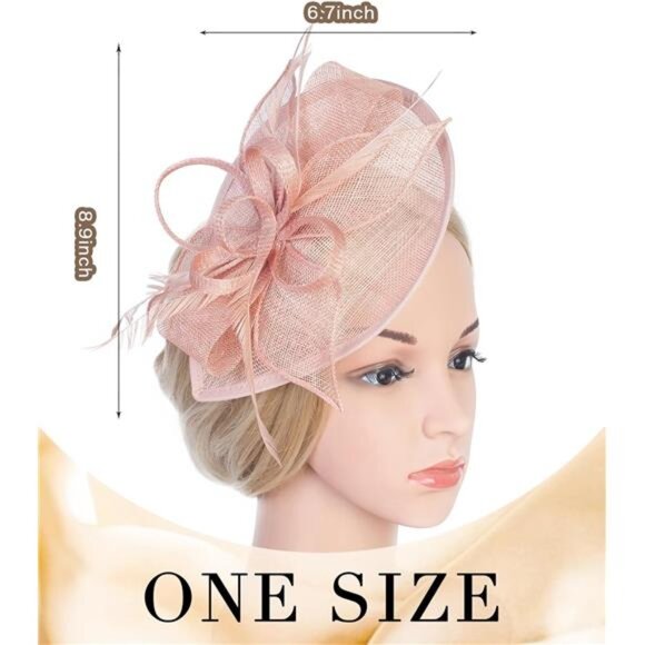 Fascinator Hat Floral Feather Pillbox Derby Hats for Women Wedding - Picture 5 of 8